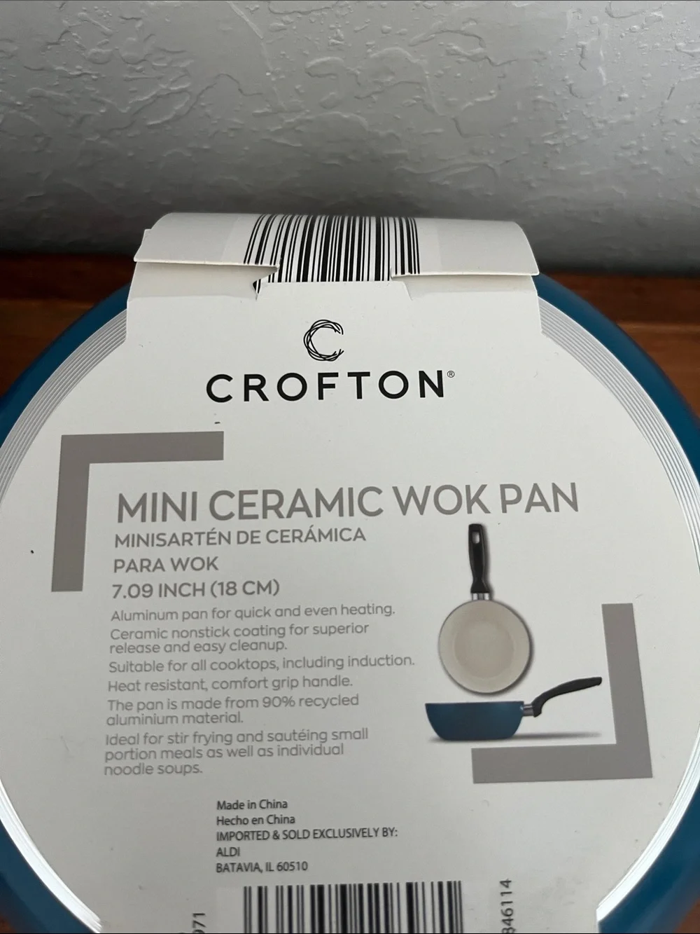 Crofton Mini Ceramic Grill & Wok Pan - Teal Blue Exterior Dorm 1st Apt Ready !